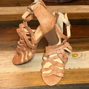 XOXO Tan Strappy Heels